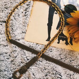 Vintage / 80s Taupe and Gold Chain Belt